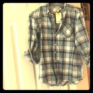NWT Boys Cherokee Plaid Button Down Shirt Sz 12/14